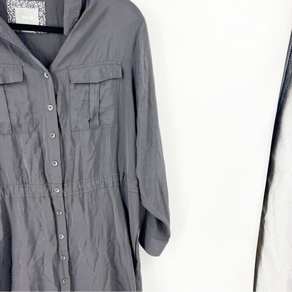 Anthropologie MAEVE Button-Down Shirt Dress GREY SIZE 10 - Picture 10 of 10